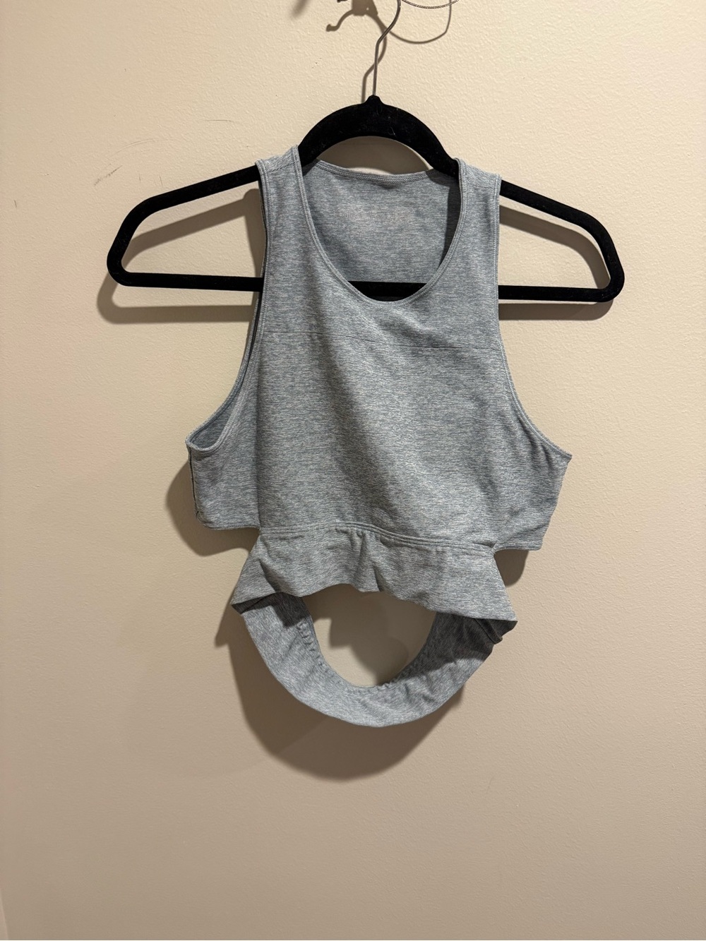 Women’s Grey Cropped Tank Top with Cutout Back Outdoor Voices